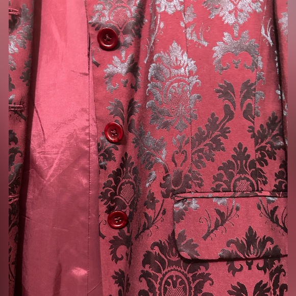 Vintage Reflections by Spiegel Baroque Print Maroon/Black Pantsuit Size 10 - Picture 12 of 13